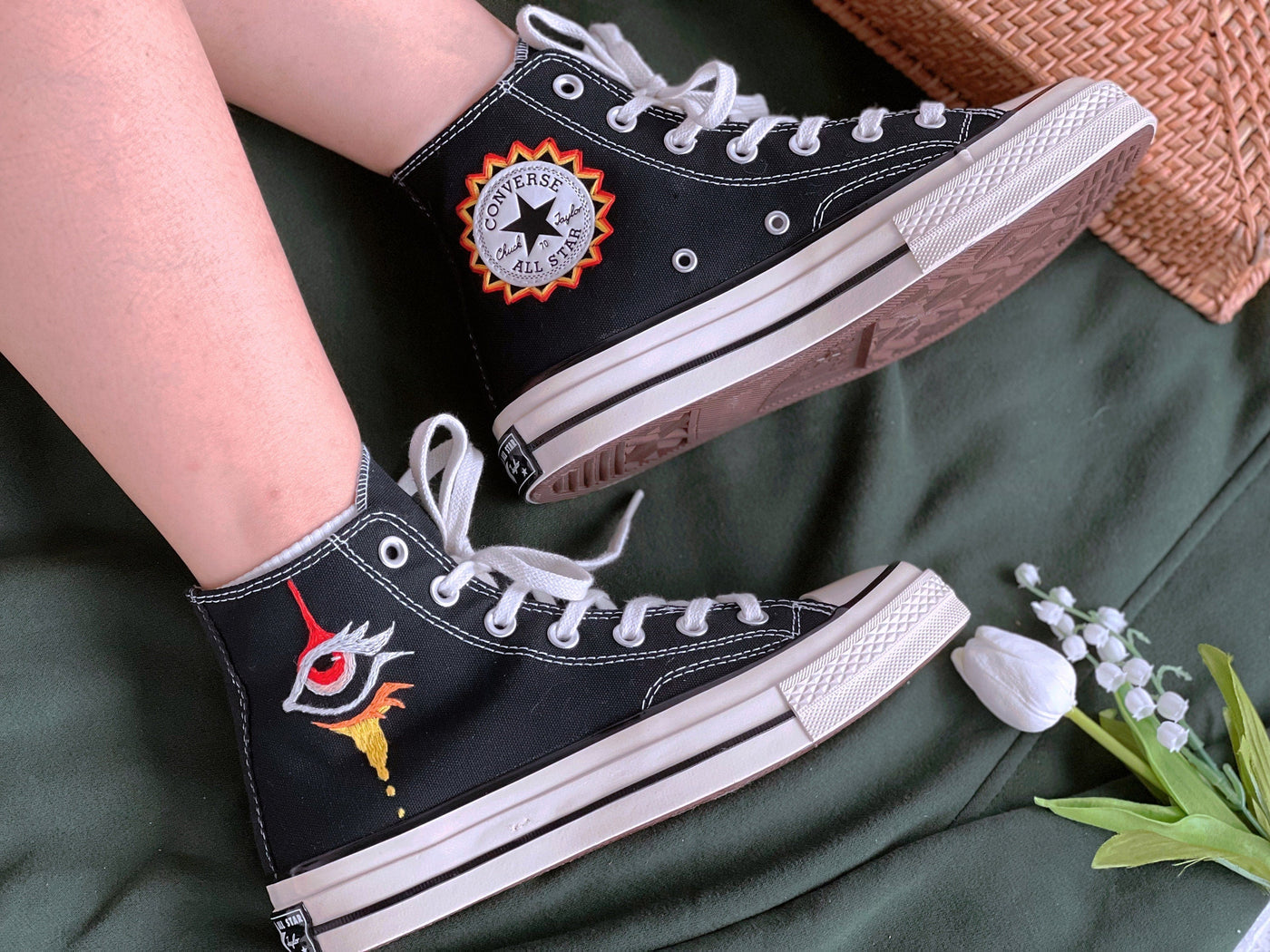 Embroidered Converse Chuck Taylors, Custom Converse Eyes And Lips