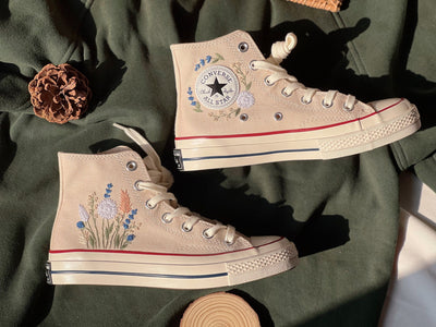Embroidered Converse Chuck Taylors,Custom Converse Multicolored Flower