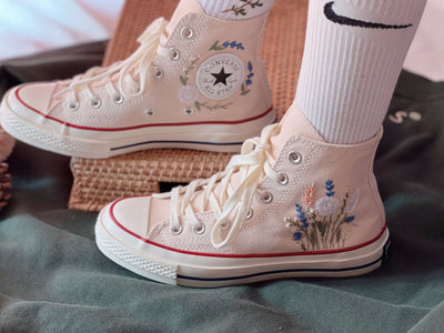 Embroidered Converse Chuck Taylors,Custom Converse Multicolored Flower