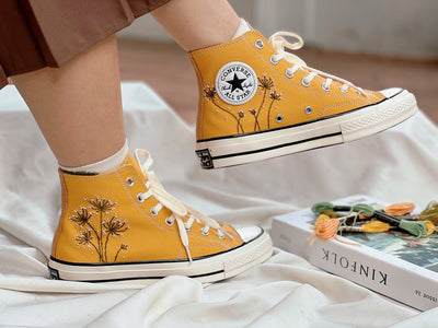 Embroidered Converse,Converse High Tops Chuck Taylors 1970s