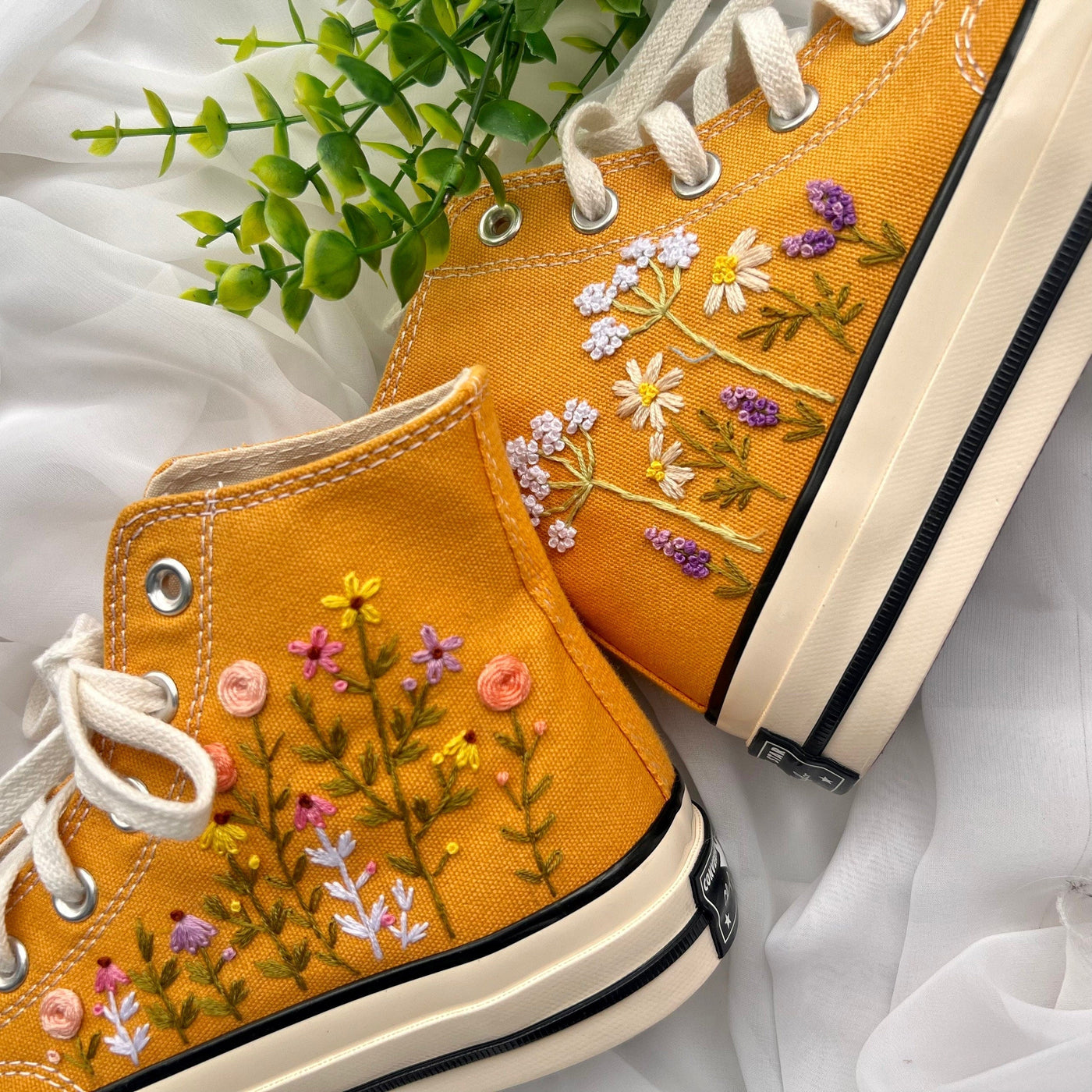 Embroidered Converse,Converse High Tops,Embroidered Sweet Rose Lavender