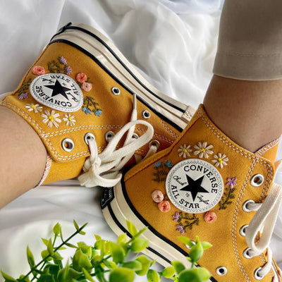 Embroidered Converse,Converse High Tops,Embroidered Sweet Rose Lavender
