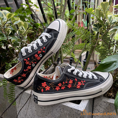 Embroidered Converse Custom, Converse Chuck Taylor Flower Oriental