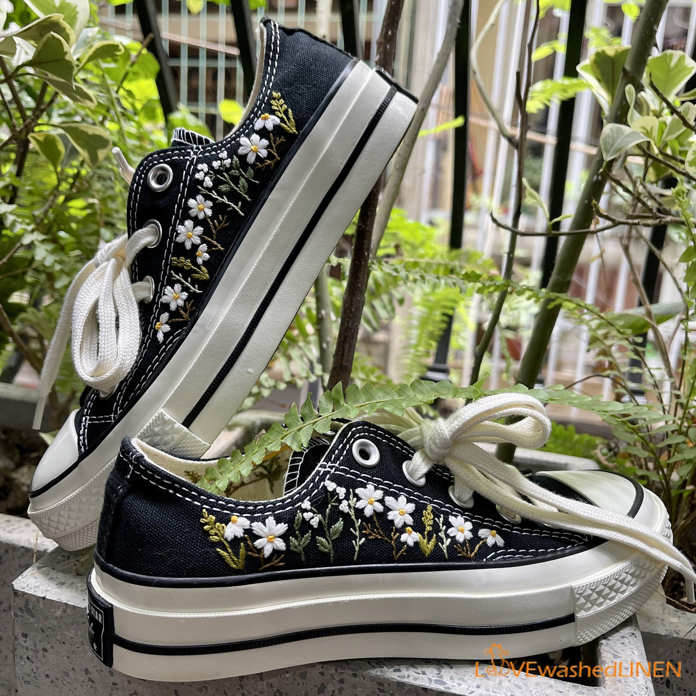 Embroidered Converse Custom, Embroidered Flowers, Embroidered Shoes