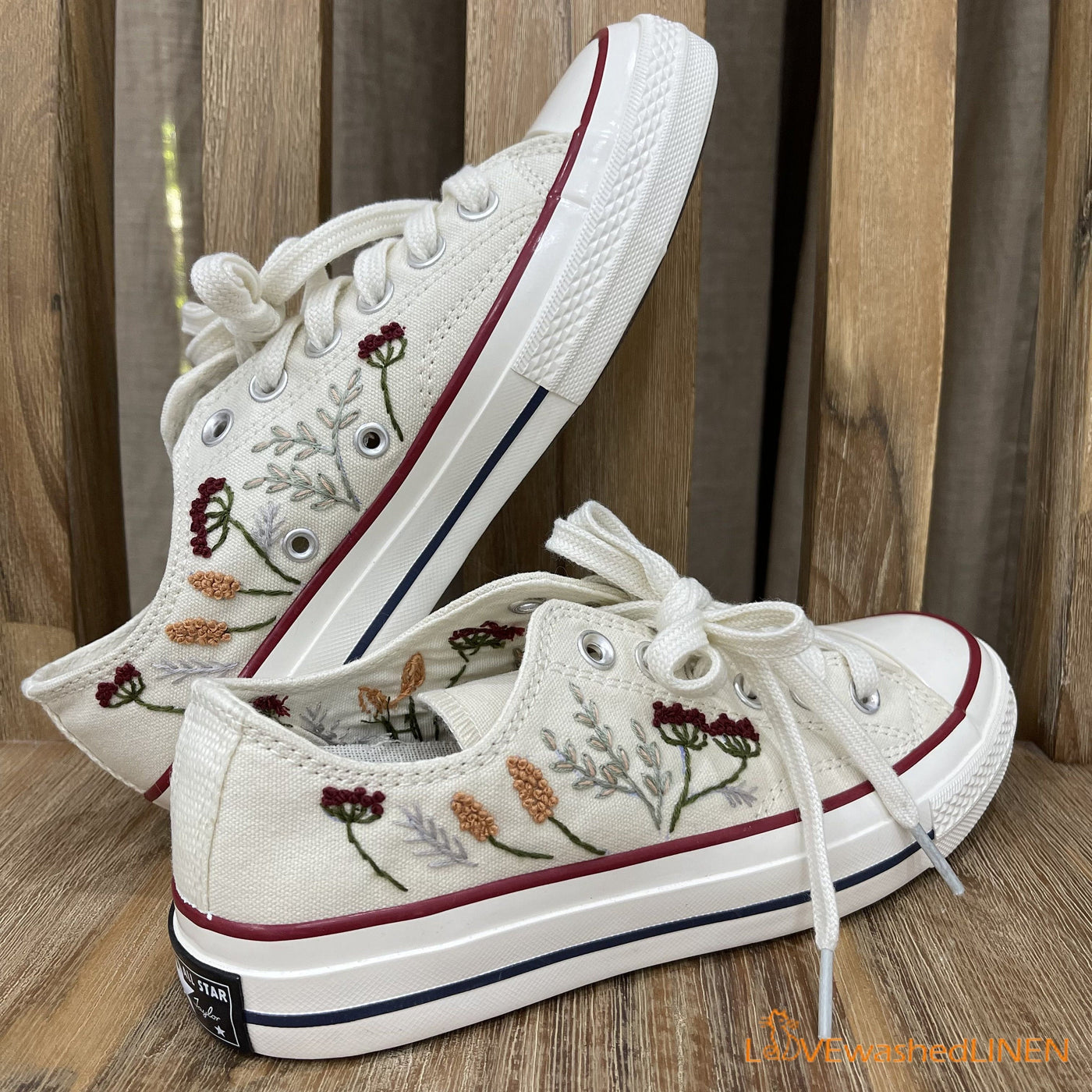 Embroidered Converse Custom, Embroidered Flowers, Embroidered Sneakers