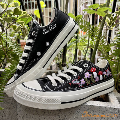 Embroidered Converse Custom Converse Embroidered Mushrooms Flowers