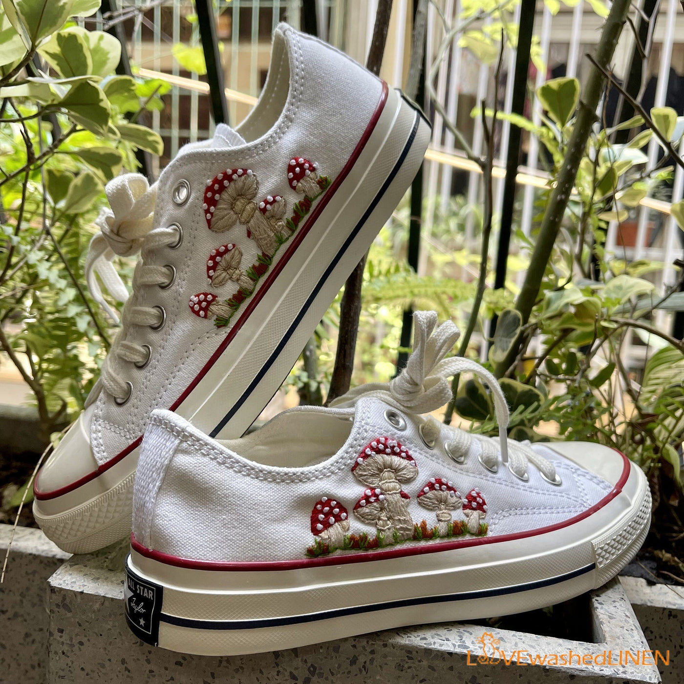 Embroidered Converse Custom Converse Embroidered Mushrooms Flowers