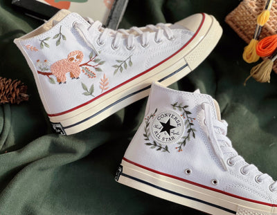 Embroidered Converse,Custom Converse Pet,Embroidered Orangutan