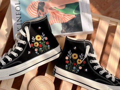 Embroidered Converse,Floral Converse,Converse Embroidered Clusters