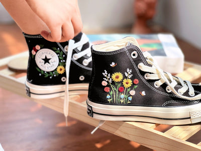 Embroidered Converse,Floral Converse,Converse Embroidered Clusters