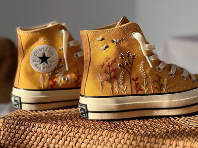 Embroidered Converse,Floral Converse,Custom Converse Colorful