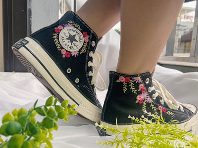 Embroidered Converse, Wedding Converse,Converse High Tops Chuck Taylor
