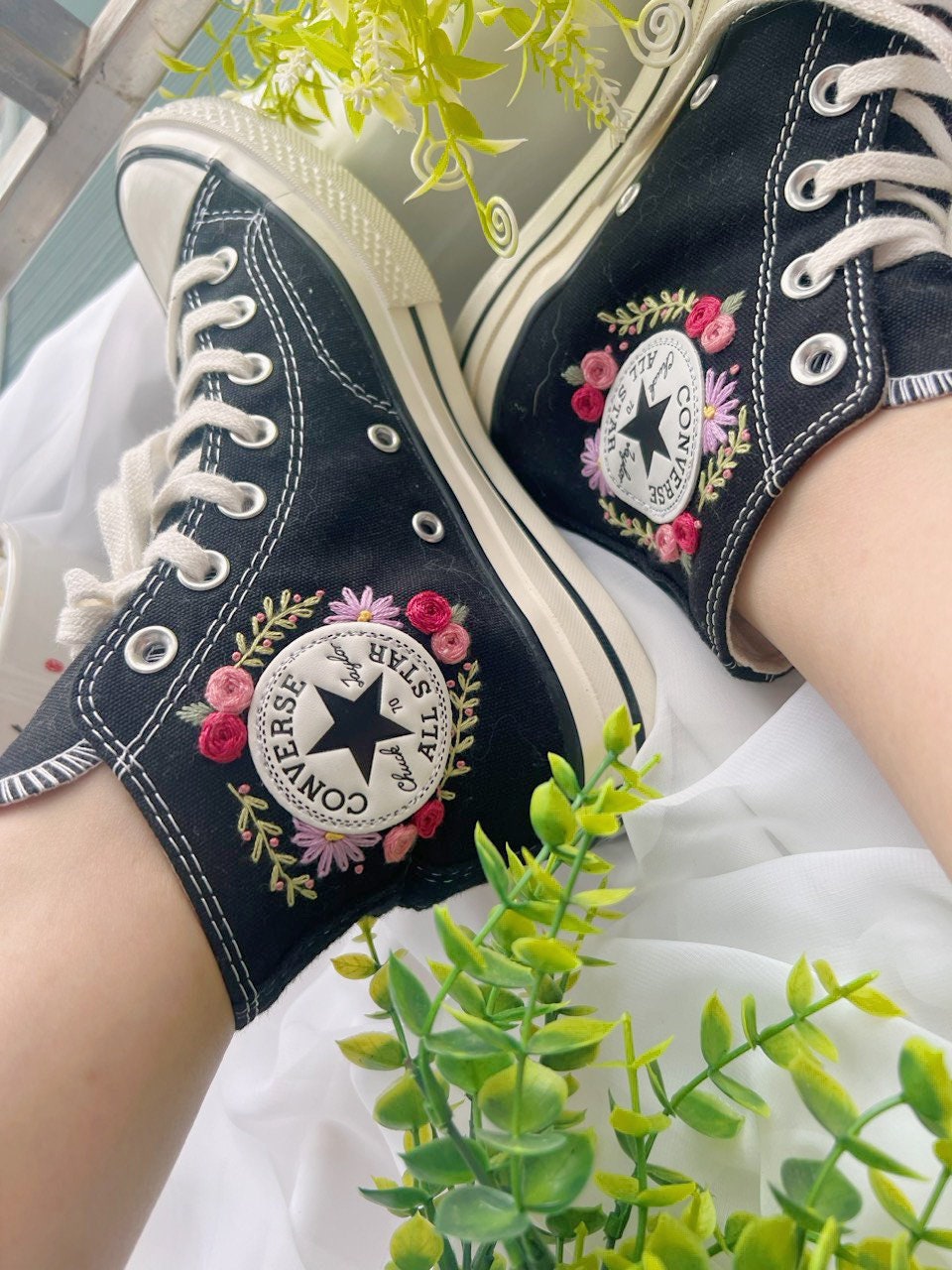 Embroidered Converse, Wedding Converse,Converse High Tops Chuck Taylor