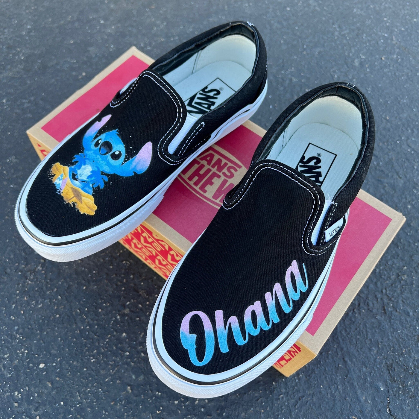 Ohana Means Family Custom Vans Slip On Sneakers