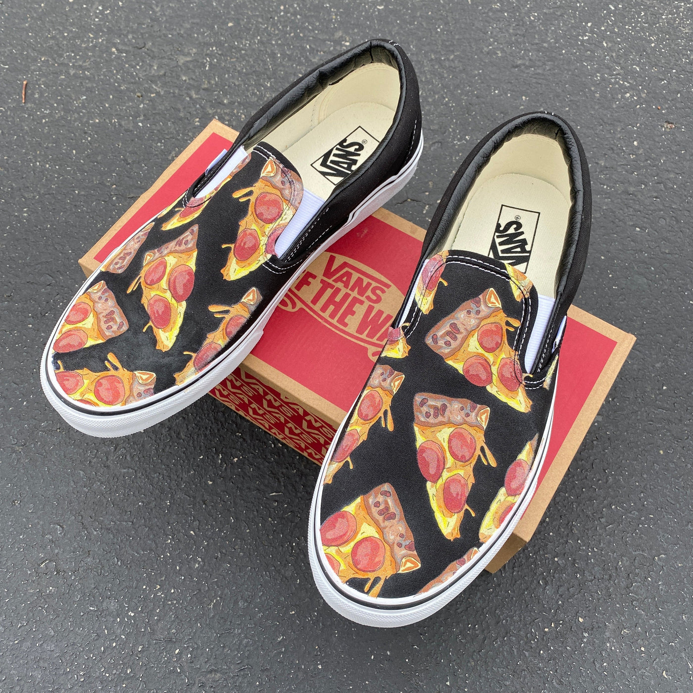 Pizza Vans Slip Ons, Mens and Womens Shoes
