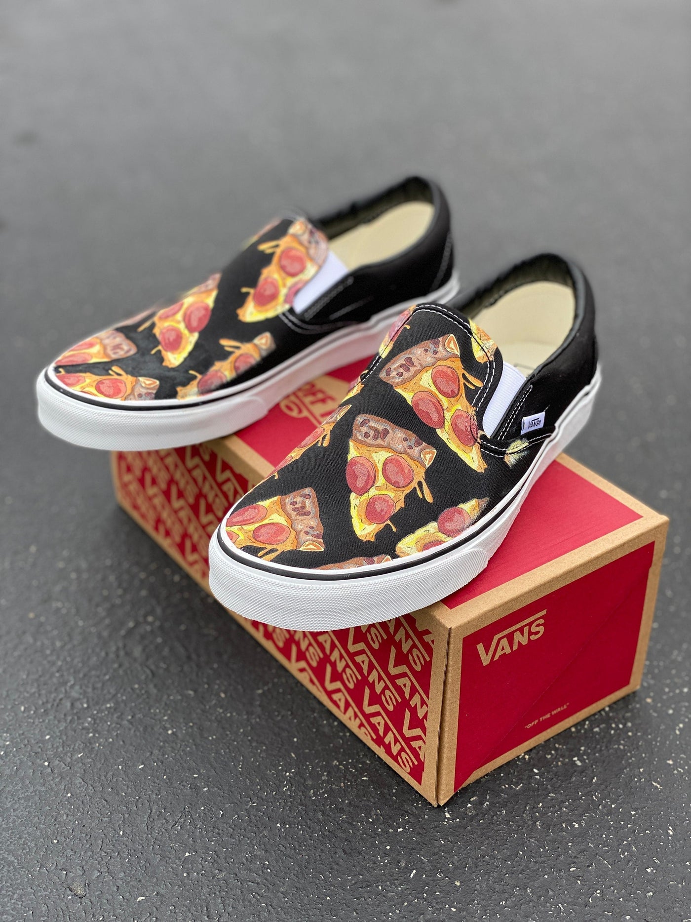 Pizza Vans Slip Ons, Mens and Womens Shoes