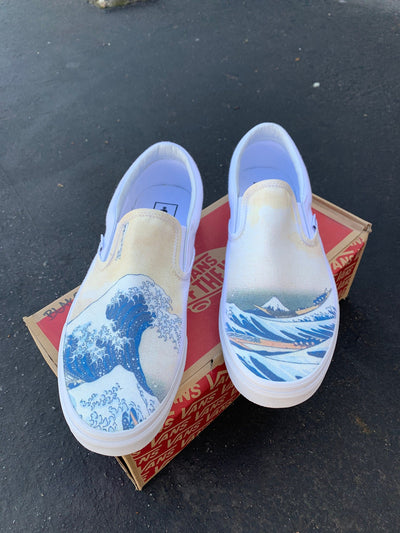 The Great Wave Off Kanagawa Custom Slip On Vans, Mens and Womens Shoes