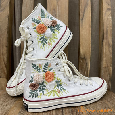Wedding Flowers Embroidered Converse Bridal Flowers Sneakers