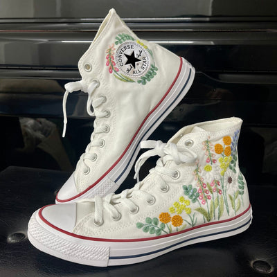 Wedding Flowers Embroidered Converse Bridal Flowers Sneaker
