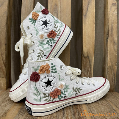 Wedding Flowers Embroidered Converse Pet Footprint Embroidered Sneaker